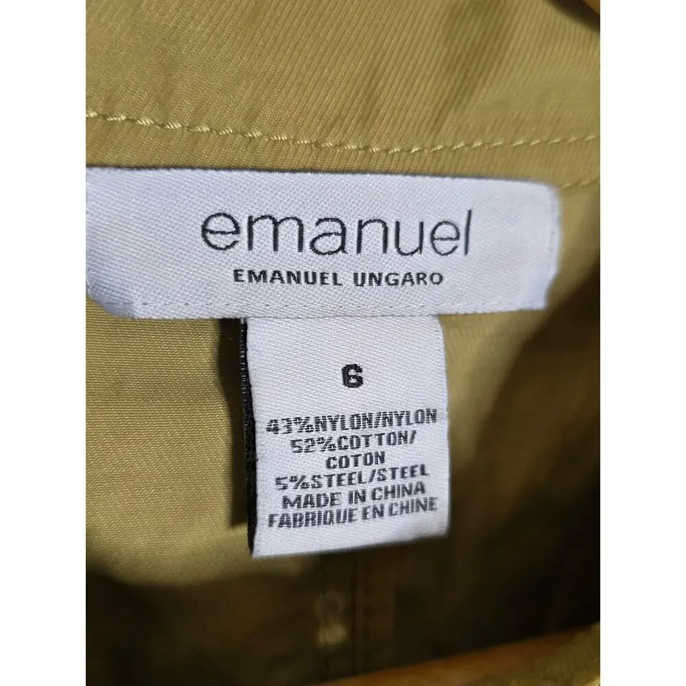 Emanuel Ungaro long line asymmetrical yellow/Green Trench Coat Size 6 - Picture 3 of 14